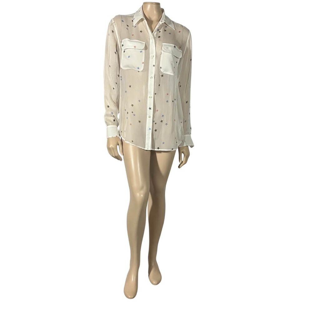 NWOT Equipment White Button Down Shirt with Star Pattern